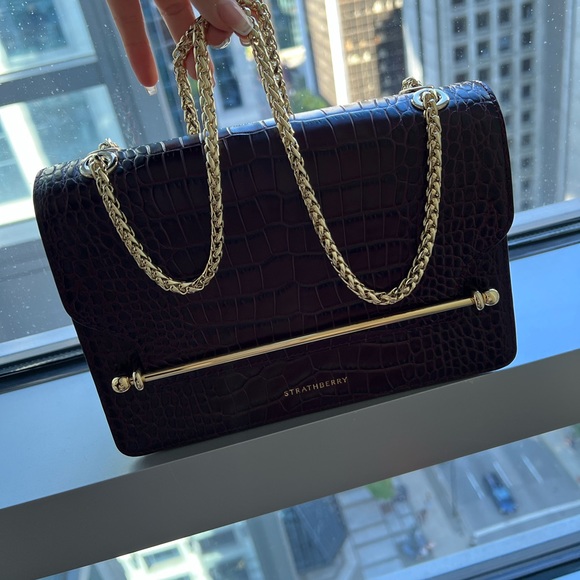 Handbags - Brand New Strawberry East/West Burgundy croc